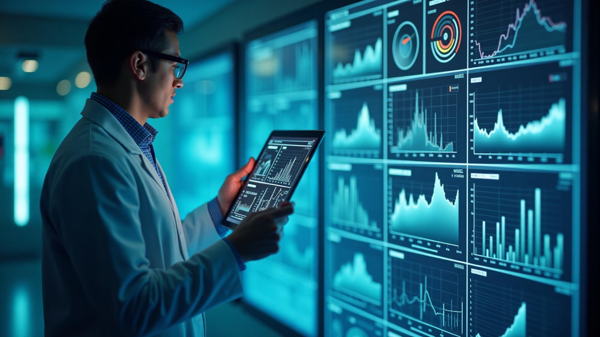 AI-powered clinical trials data analytics platform showing patient recruitment optimization and predictive modeling for pharmaceutical research success